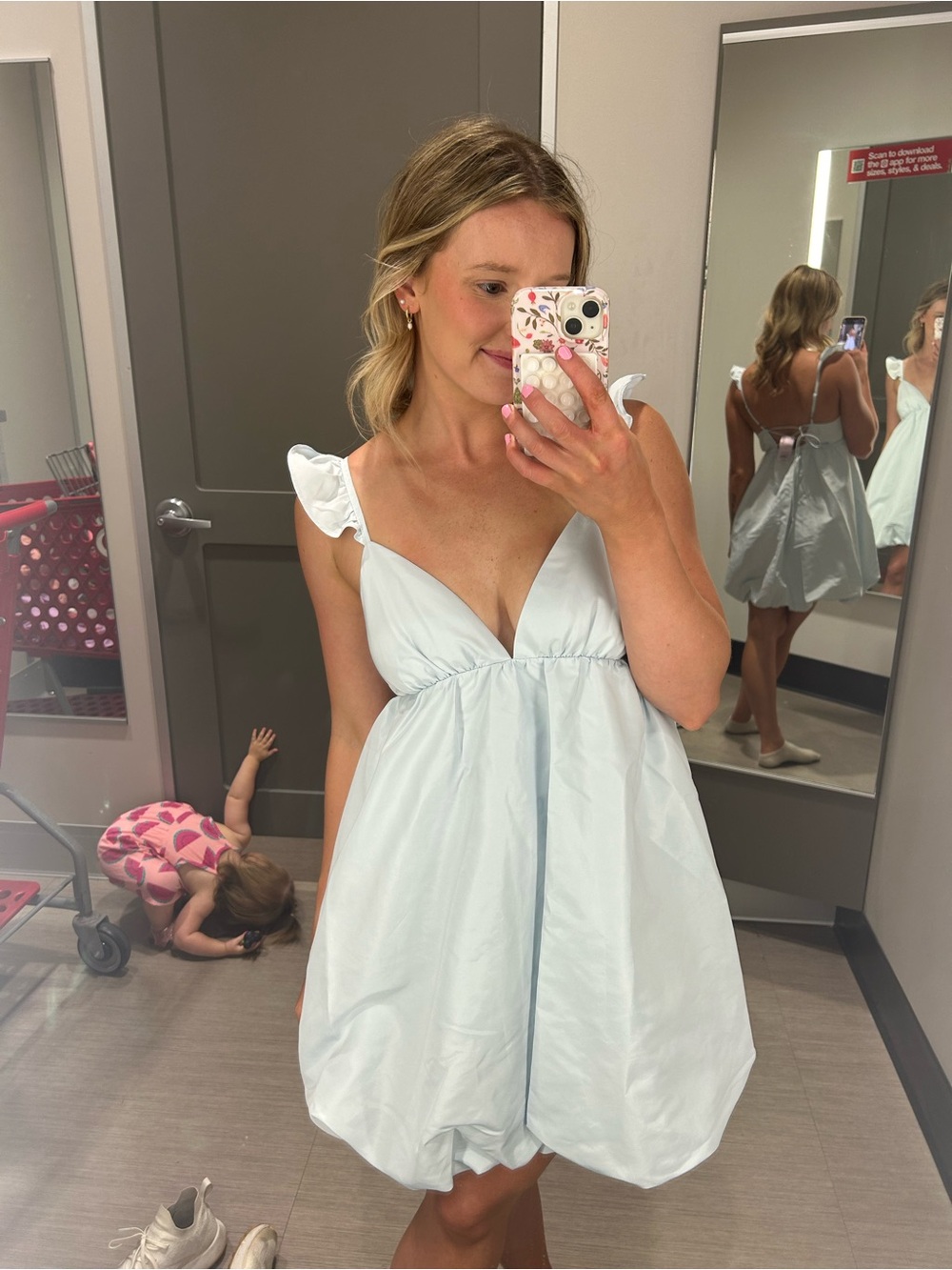 wild fable Light Blue Mini Dress with Ruffle Straps